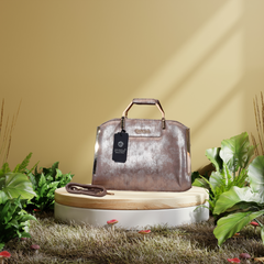 Women Handbag Premium shimmer faux leather with metallic tones & International quality metal fittings.