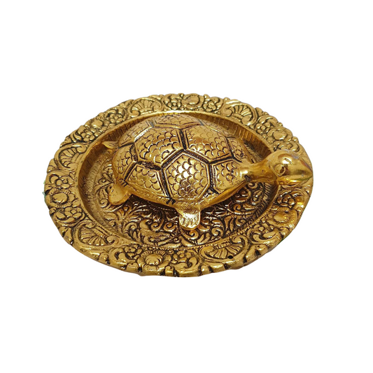 Gold Aluminum Tortoise Feng Shui Symbol Idol Showpiece