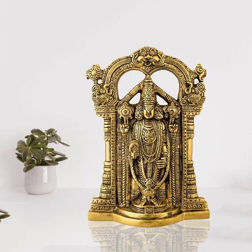White Metal God Tirupati Balaji, Sri Venkateswara Idol,Spiritual Home Decor (LWH 13 X 8 X 23.cm, Golden)