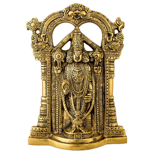 White Metal God Tirupati Balaji, Sri Venkateswara Idol,Spiritual Home Decor (LWH 13 X 8 X 23.cm, Golden)
