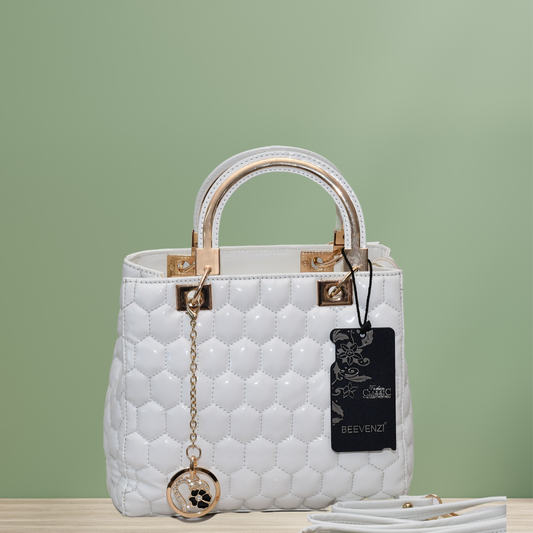 TCW Grabd Shopping Zone - Premium shimmer faux leather handbag with metallic tones & International quality metal fittings