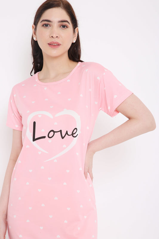 TCW Grand Shopping Zone - Heart Printed Light Weight Long T-Shirt for Girls